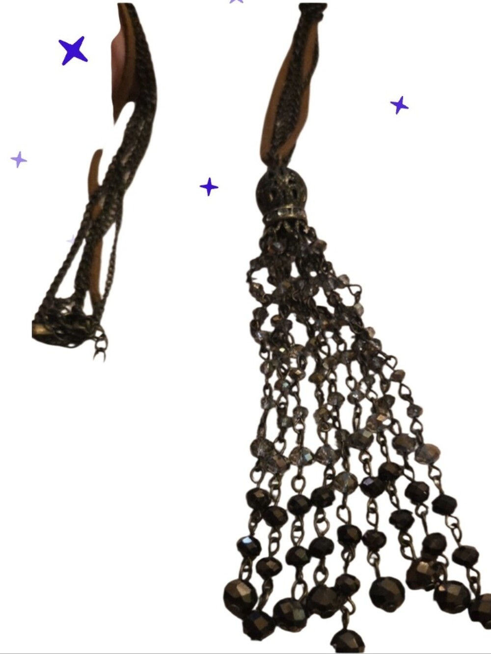 Vintage-Inspired Brown Beaded Tassel Necklace